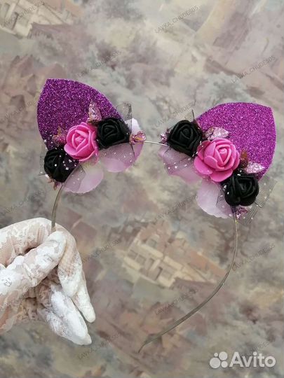 Ободок-ушки,ручной работы