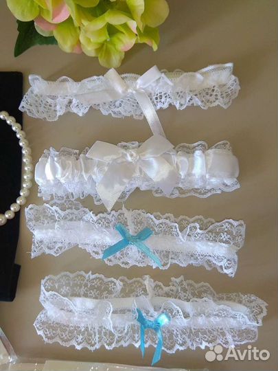 Свадебный пояс, подвязки, фата, украшения, серьги