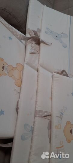 Бортики в детскую кроватку+постельное белье+одеяло