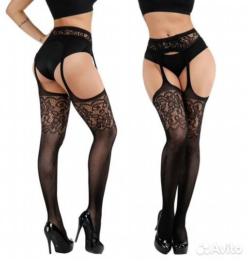 Чулки с поясом/открытые колготки S-L