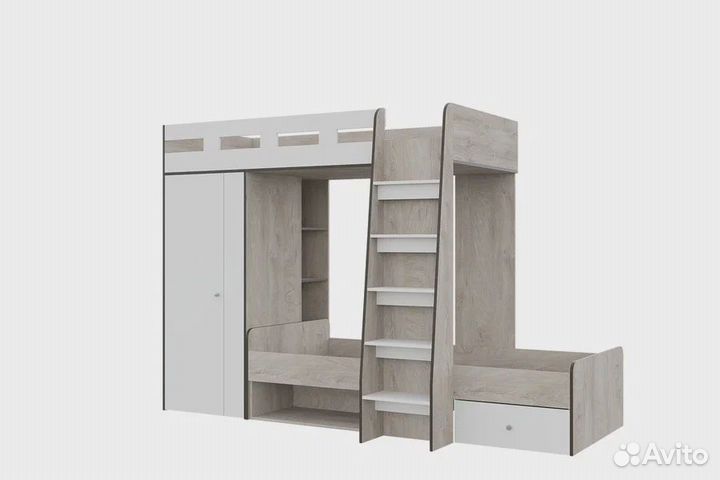 Кровать чердак со шкафом