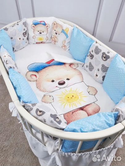 Бортики-подушки с одеялом новые