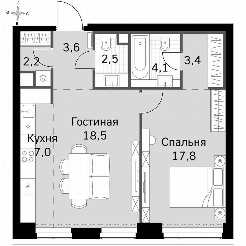 1-к. квартира, 59,1 м², 31/31 эт.