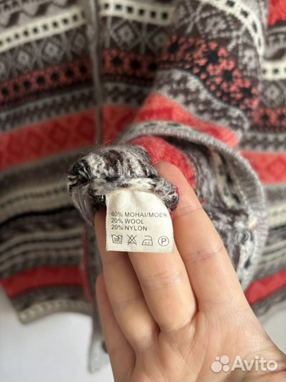 Винтажный кардиган с орнаментом мохер