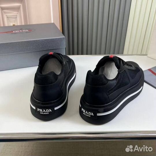 Кеды мужские Prada кожа текстиль