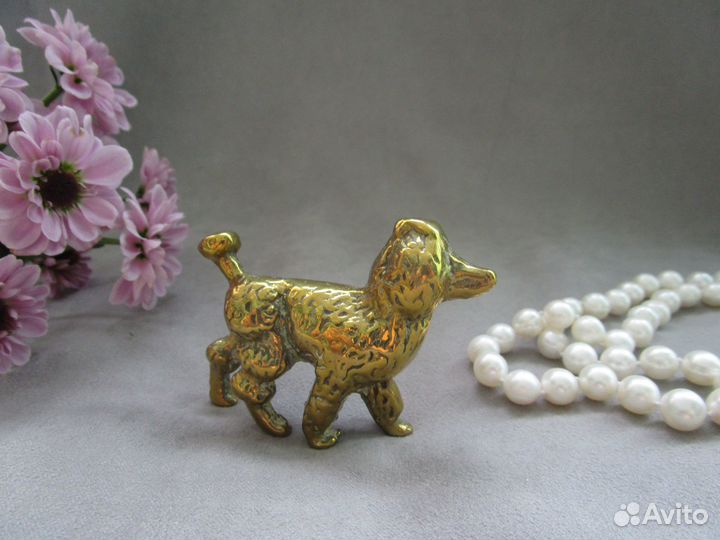 Статуэтка пудель собака литье латунь Англия