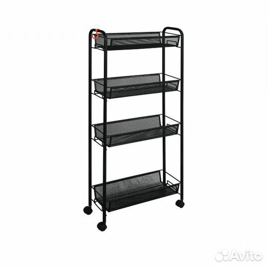 Стеллаж, этажерка на колесиках, новый, черная