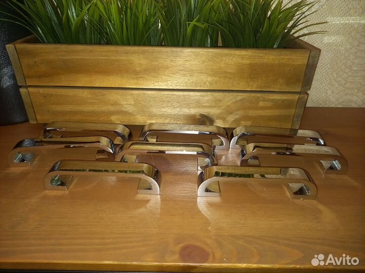 Ручка скоба для мебели, 128мм, серебро, 8 штук