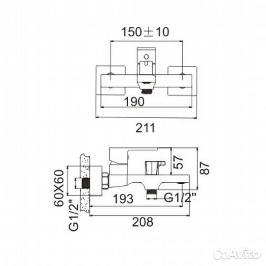 Смеситель для ванны belz B60613, хром