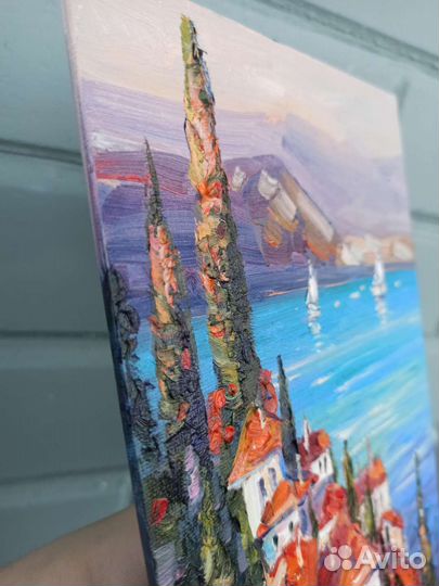 Море картина маслом пейзаж летний море лодки