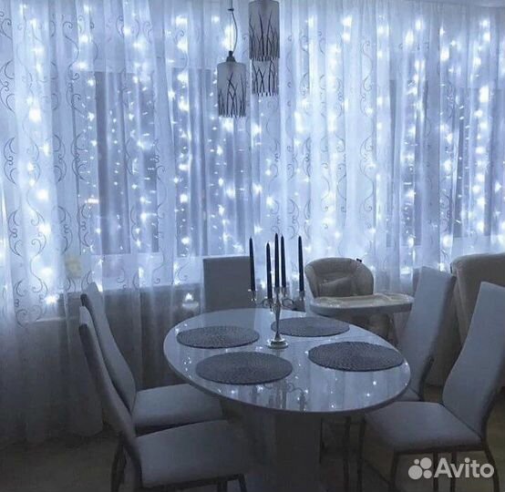 Гирлянда штора, бахрома с шарами