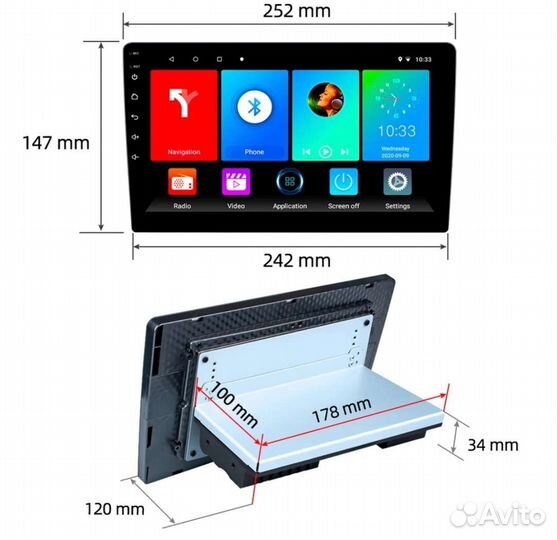 Магнитола 1Din На Андроиде с Экраном 10 Дюймов2/32