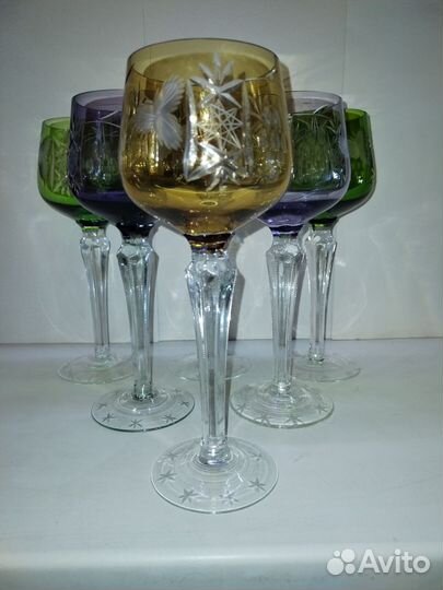 Фужеры цветной хрусталь ГДР
