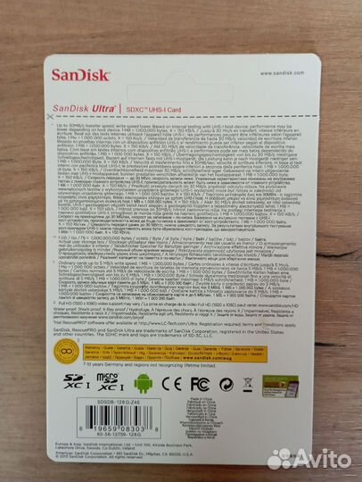 Карта памяти SD sdxc 128gb