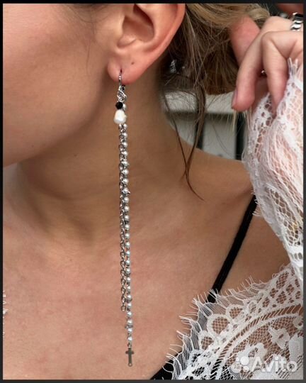 Чокер из бисера, серьги жемчуг ручная работа