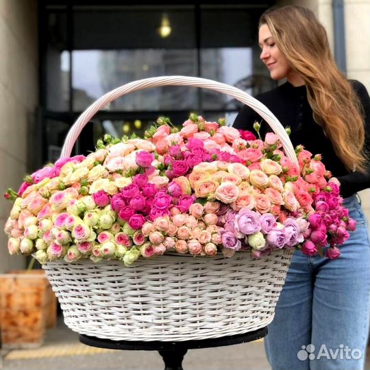 Цветы, Розы в Корзине