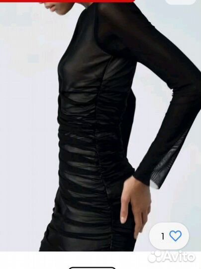 Zara черное мини платье с сеткой s