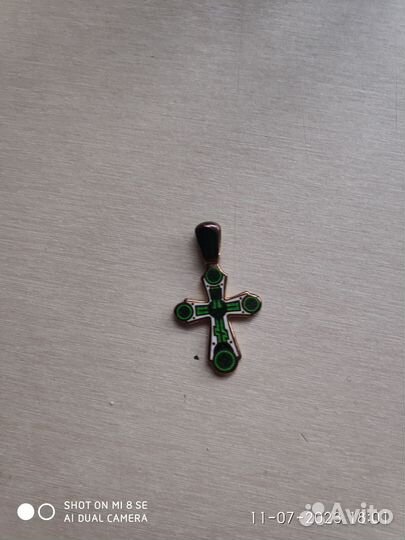 Крест серебро эмаль 950 проба