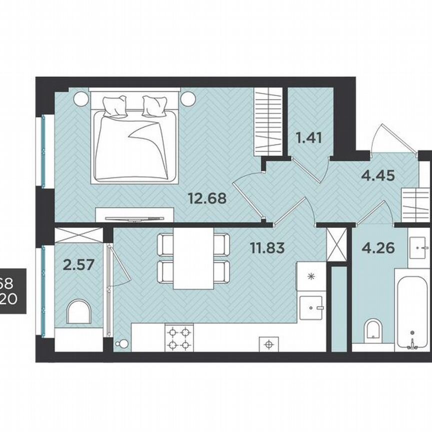 1-к. квартира, 37,2 м², 4/4 эт.