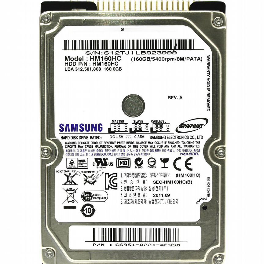 [HM160HC] Жесткий Диск Samsung Ide 2,5" Hm160hc