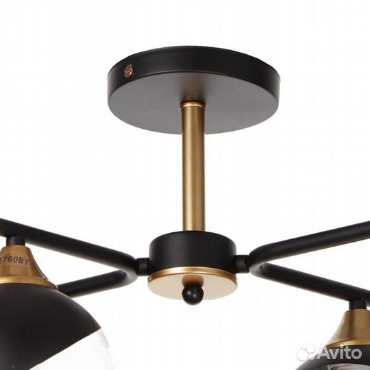 Люстра 8257 4хЕ27 60Вт черный матовый+золото