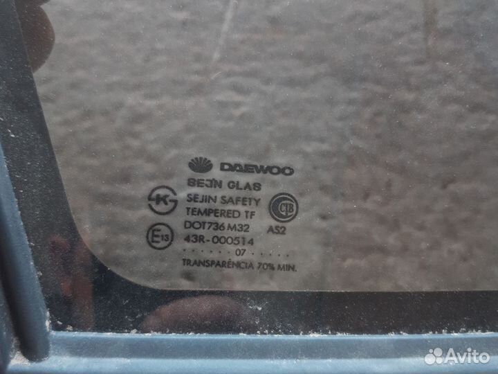 Стекло заднего крыла левое daewoo nexia