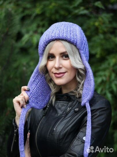 Шапка ушанка вязаная