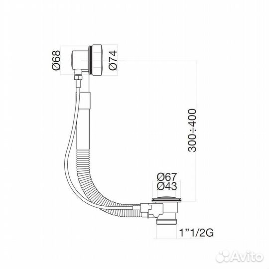 Слив-перелив для ванны полуавтомат Webert AC00350