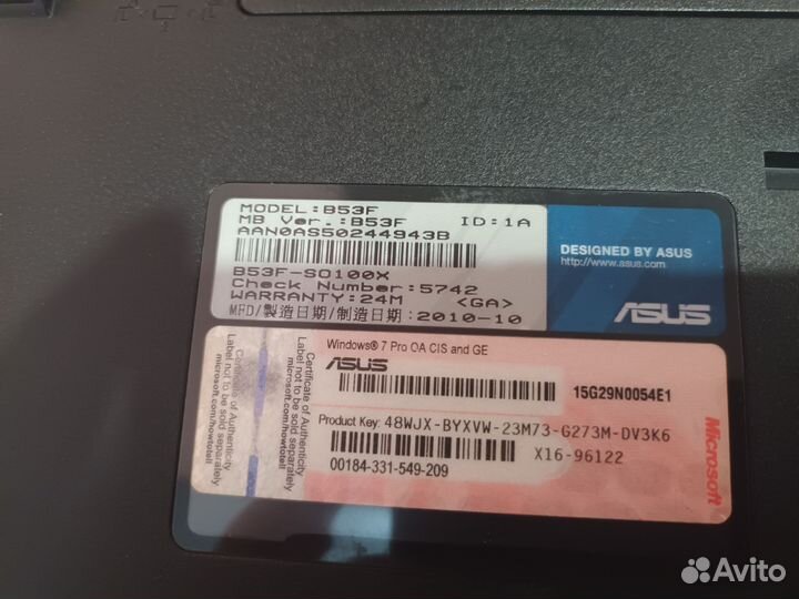 Ноутбук asus B53F