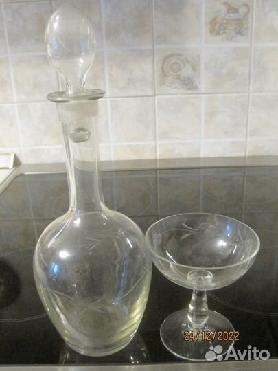 Старинные, редкие винтажные графин и креманка