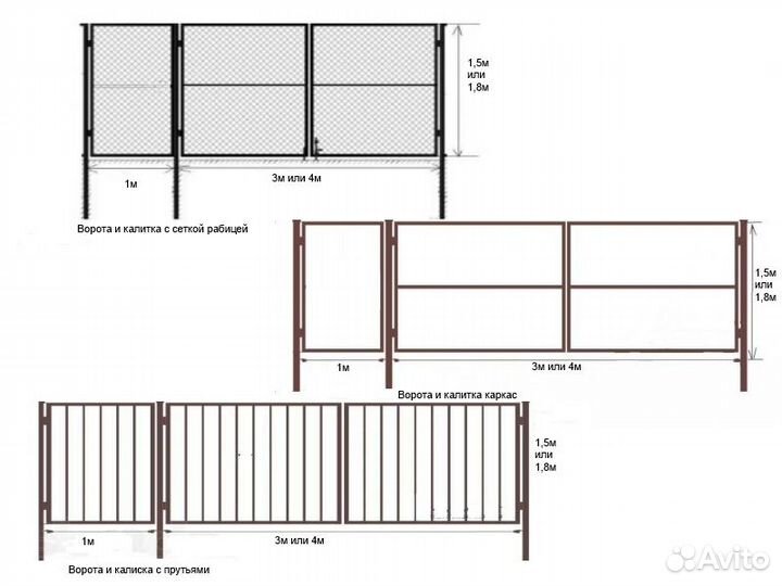 Двери Калитки распашные со столбами