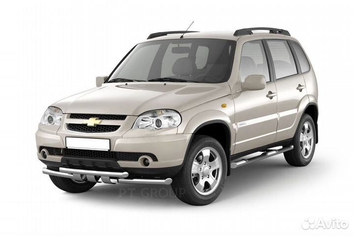 Пороги Chevrolet niva с накладками 63мм (нпс)