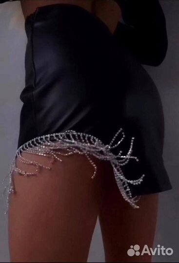 Шикарные юбки из Эко-кожи, украшенные стразами