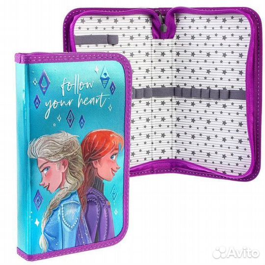 Пенал школьный каркасный с эффектом металлик