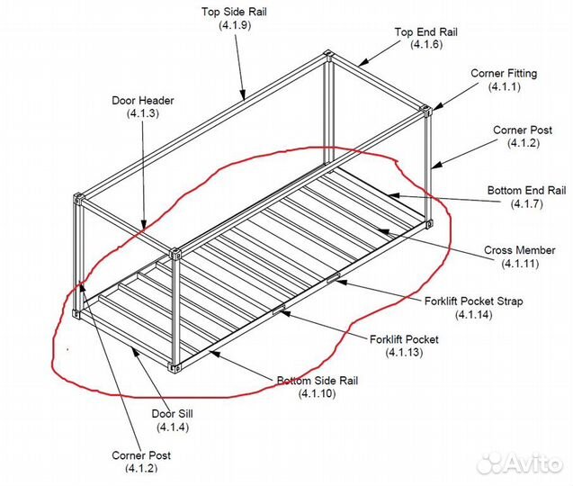 Каркас от ж/д морского контейнера 20 фут