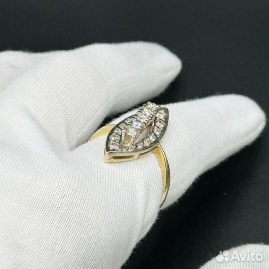 Золотое кольцо Маркиз с бриллиантами 0,75 ct СССР