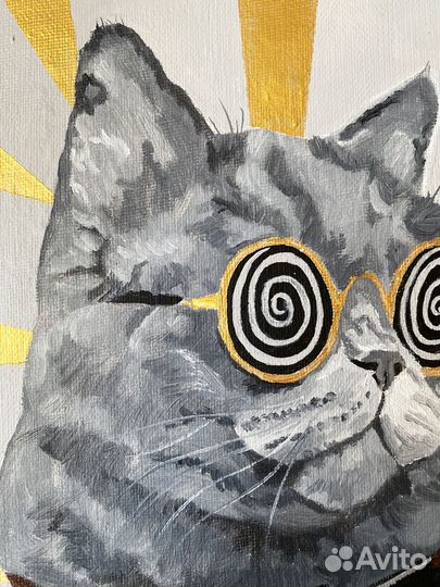 Интерьерная картина с котом в очках