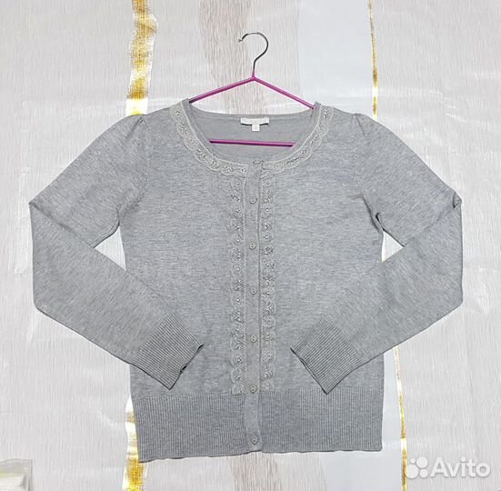 Кардиган с кружевом для школы или офиса 46 размер