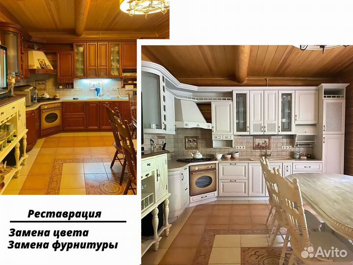 Покраска Реставрация мебели фасадов кухни шкафы