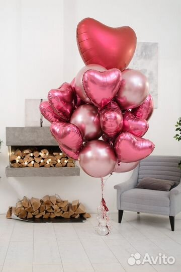 Воздушные шары/шарики сердца гелиевые