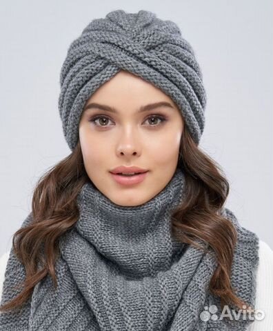 Шапка чалма женская, капор вязаный