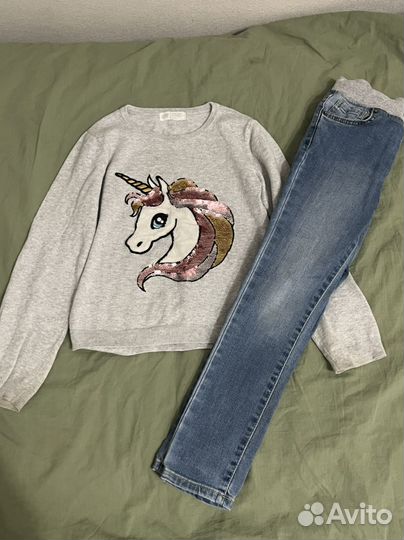 Свитшот h&m и джинсы 128-134