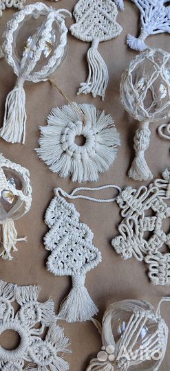Ёлочные украшения макраме