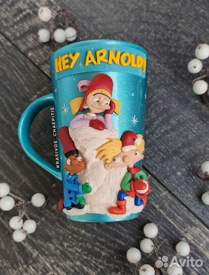 Кружка с декором. Полимерная глина. Ручная работа