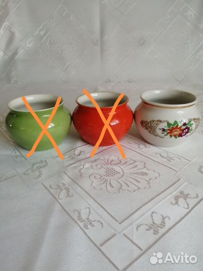 Винтажные фарфоровые горшочки. Вербилки, СССР