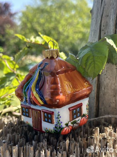 Летняя хатка елочная игрушка стекло