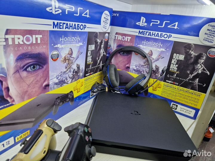 Игровая приставка ps4 slim 1tb + 2 джойстика