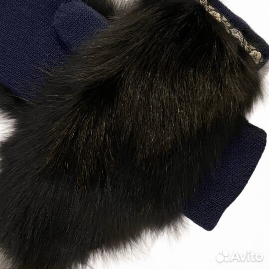 Рукавицы варежки из меха песца