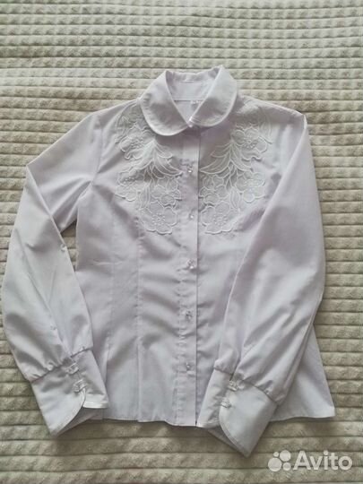Блузка белая для девочки р 128