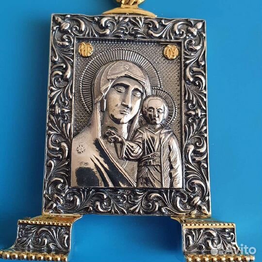 Казанская Богоматерь икона серебрение позолота